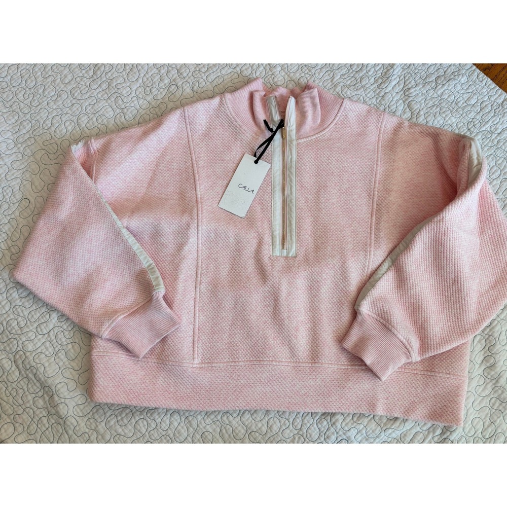 CALIA Womens Elevate Ripple 1/4 Zip Pullover XXL Pink Darling Heather